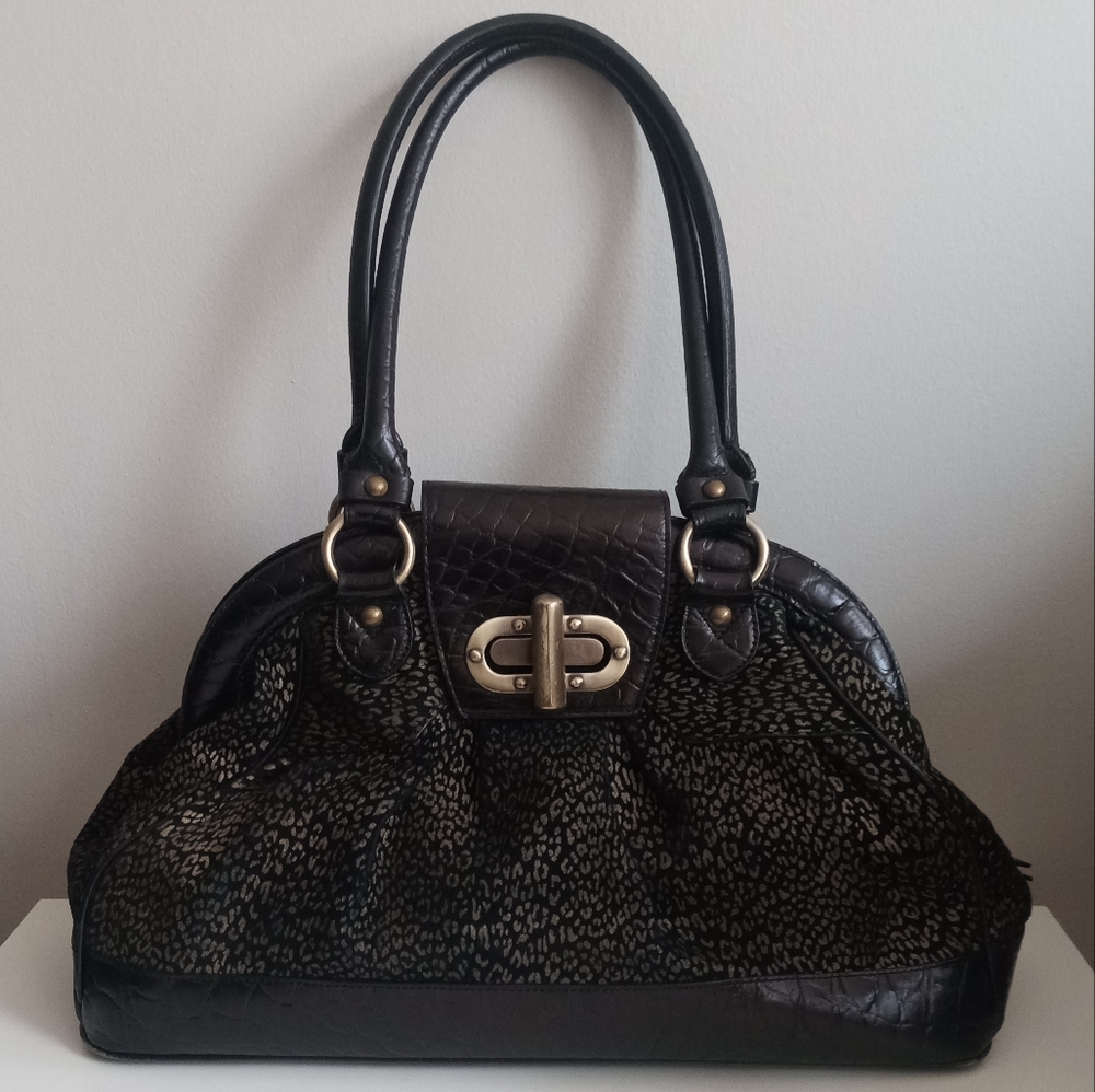 👜🖤🤎 Hand Bag | Full Double Zipper Closure | Mahogany Brown Iridescent Finish